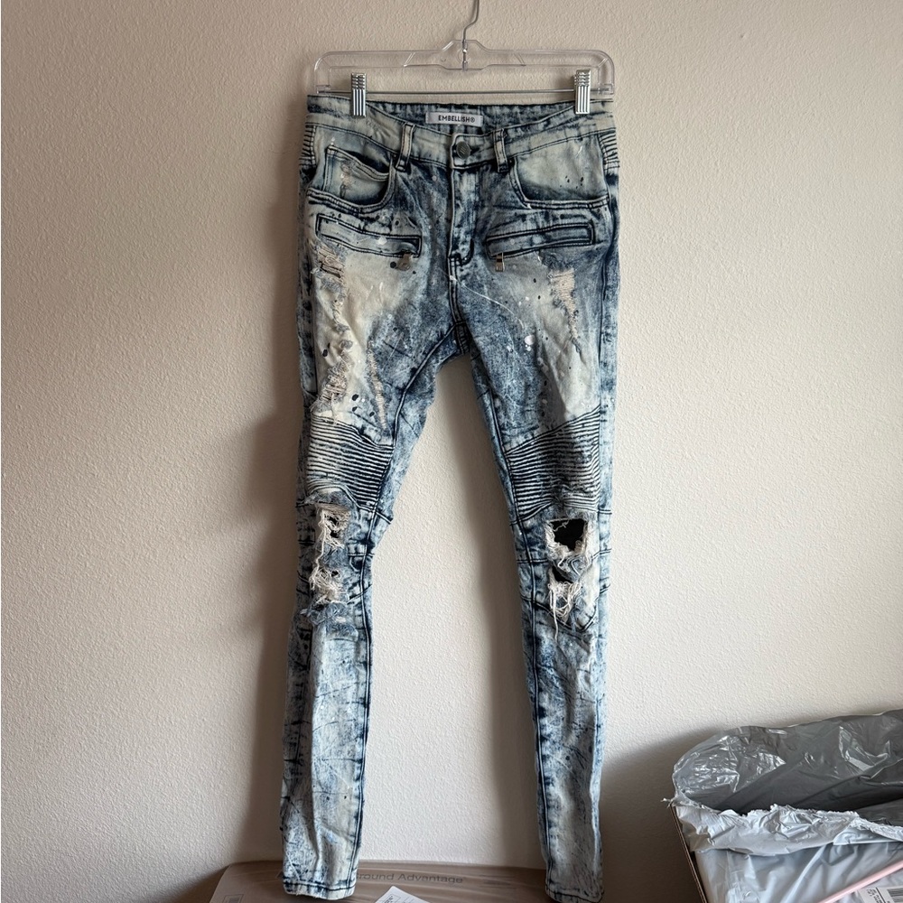 Slim Fit Distressed Jeans